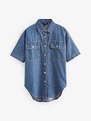 Mid Blue Short Sleeve Denim Shirt - Image 5 of 6