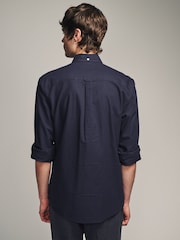Navy Blue Slim Fit Long Sleeve Oxford Shirt - Image 3 of 8