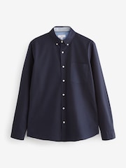 Navy Blue Slim Fit Long Sleeve Oxford Shirt - Image 6 of 8