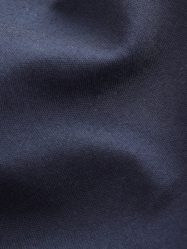 Navy Blue Slim Fit Long Sleeve Oxford Shirt - Image 8 of 8