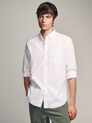 White Slim Fit Long Sleeve Oxford Shirt - Image 1 of 8