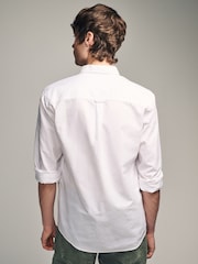 White Slim Fit Long Sleeve Oxford Shirt - Image 2 of 8