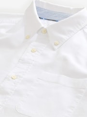 White Slim Fit Long Sleeve Oxford Shirt - Image 8 of 8