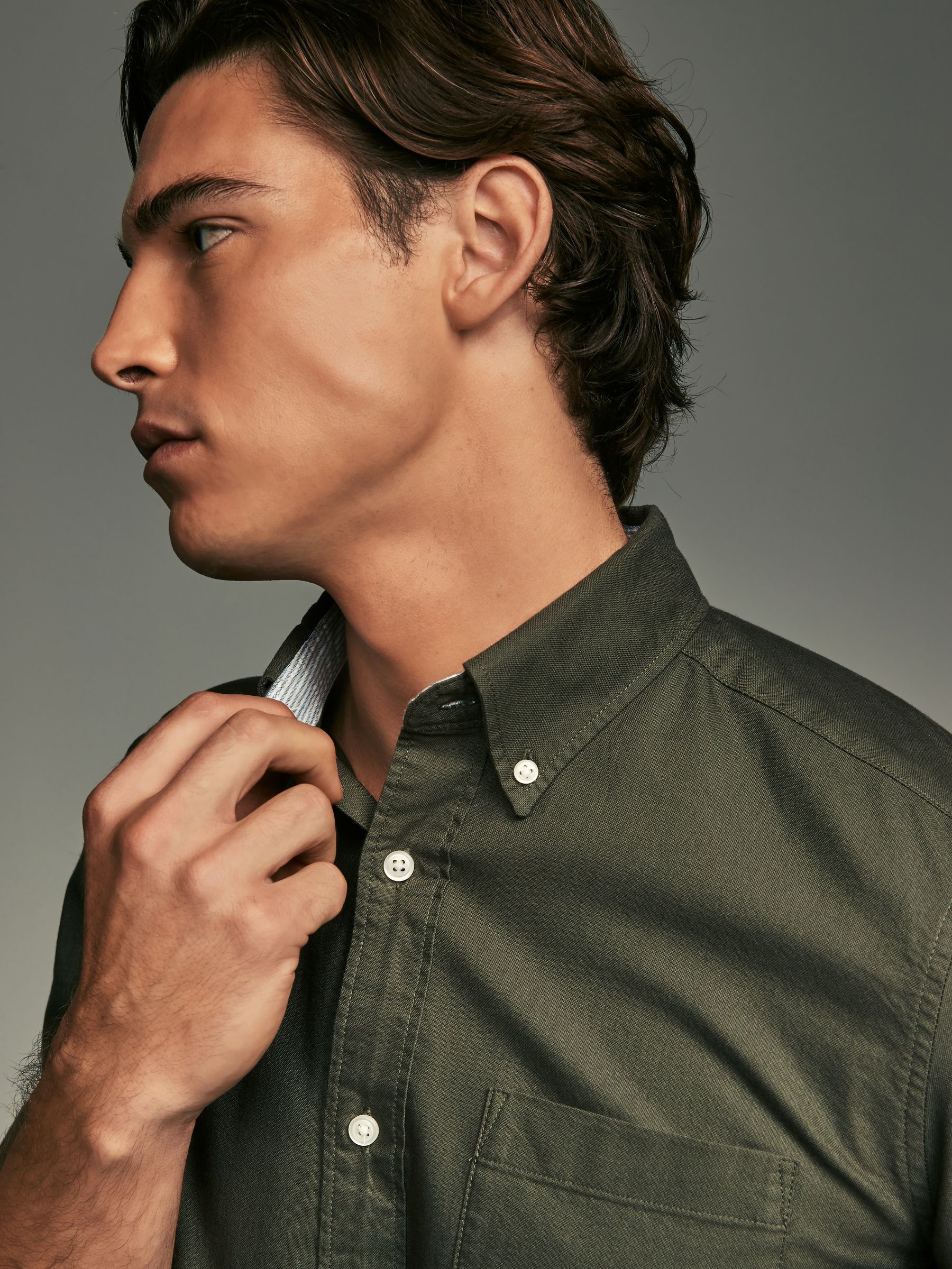 Buy Dark Green Slim Fit Long Sleeve Oxford Shirt from Next USA