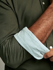 Dark Green Slim Fit Long Sleeve Oxford Shirt - Image 6 of 9