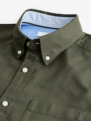 Dark Green Slim Fit Long Sleeve Oxford Shirt - Image 8 of 9