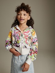 Ecru Graffiti Zip Through Hoodie (3-16yrs) - Image 1 of 7