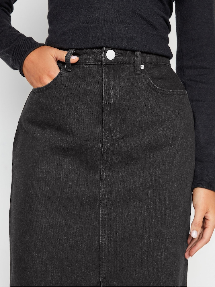 Long Tall Sally Black Midi Denim Skirt - Image 3 of 3