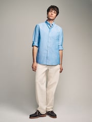 Light Blue Slim Fit Long Sleeve Oxford Shirt - Image 2 of 8