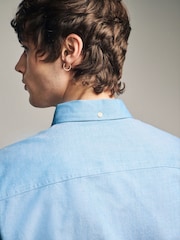 Light Blue Slim Fit Long Sleeve Oxford Shirt - Image 4 of 8