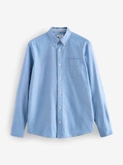 Light Blue Slim Fit Long Sleeve Oxford Shirt - Image 6 of 8