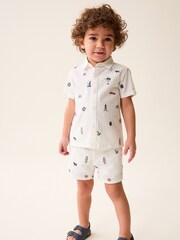 White 100% Cotton All-Over Embroidered Chinos Shorts (3mths-7yrs) - Image 2 of 7