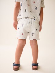 White 100% Cotton All-Over Embroidered Chinos Shorts (3mths-7yrs) - Image 3 of 7