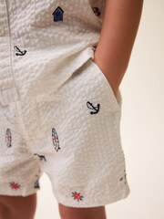 White 100% Cotton All-Over Embroidered Chinos Shorts (3mths-7yrs) - Image 4 of 7