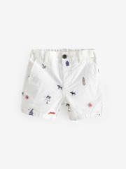 White 100% Cotton All-Over Embroidered Chinos Shorts (3mths-7yrs) - Image 5 of 7