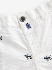 White 100% Cotton All-Over Embroidered Chinos Shorts (3mths-7yrs) - Image 7 of 7
