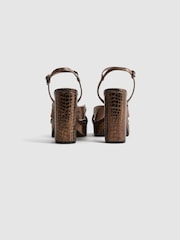 Reiss Bronze Heidi Metallic Leather Platform Heels - Image 4 of 5