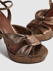 Reiss Bronze Heidi Metallic Leather Platform Heels - Image 5 of 5