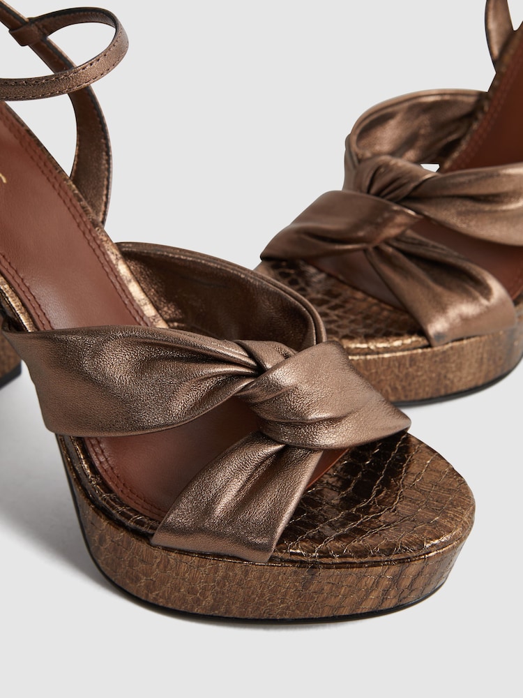 Reiss Bronze Heidi Metallic Leather Platform Heels - Image 5 of 5
