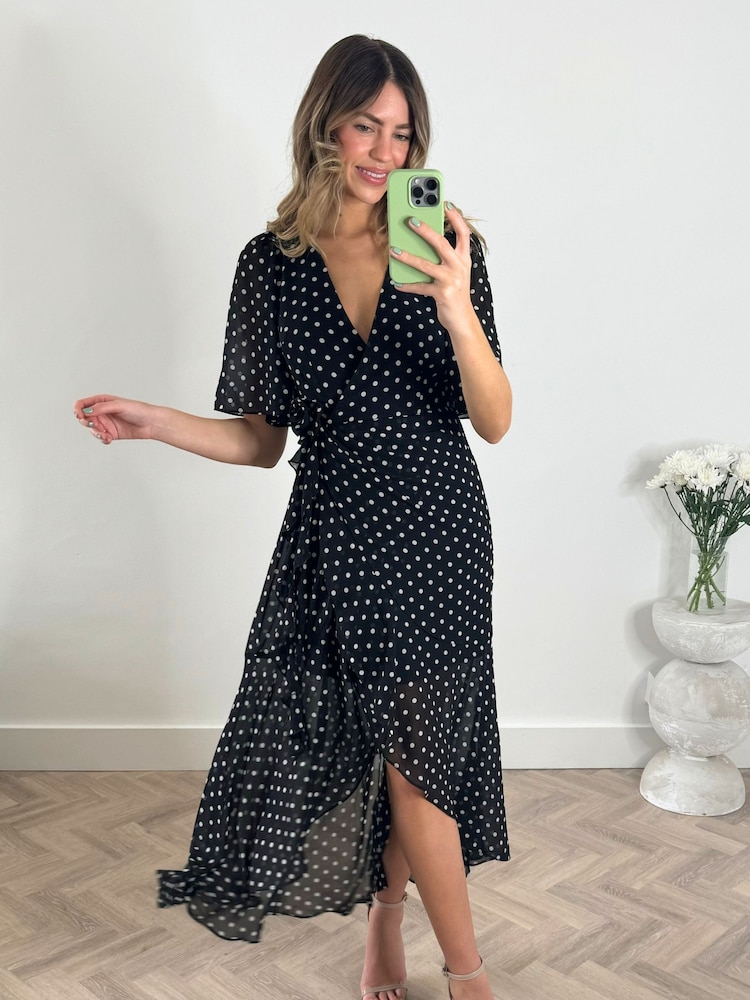 Style Cheat Black Lottie Polka Dot wrap dress - Image 2 of 3