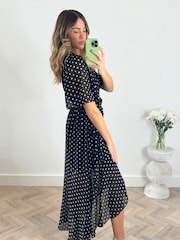 Style Cheat Black Lottie Polka Dot wrap dress - Image 3 of 3