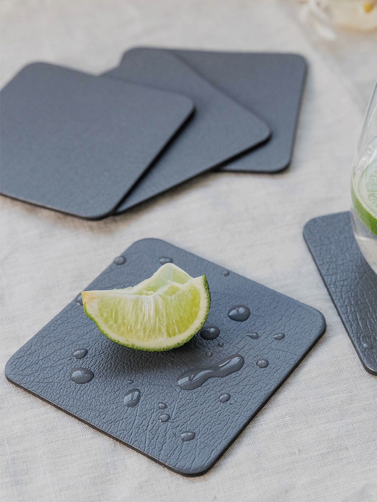 Lara-May Set of 8 Grey Leather Coasters and Placemats - Image 2 of 4 Lara-May Set of 8 Grey Leather Coasters and Placemats - Image 2 of 4