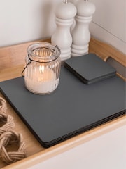 Lara-May Set of 8 Grey Leather Coasters and Placemats - Image 3 of 4
