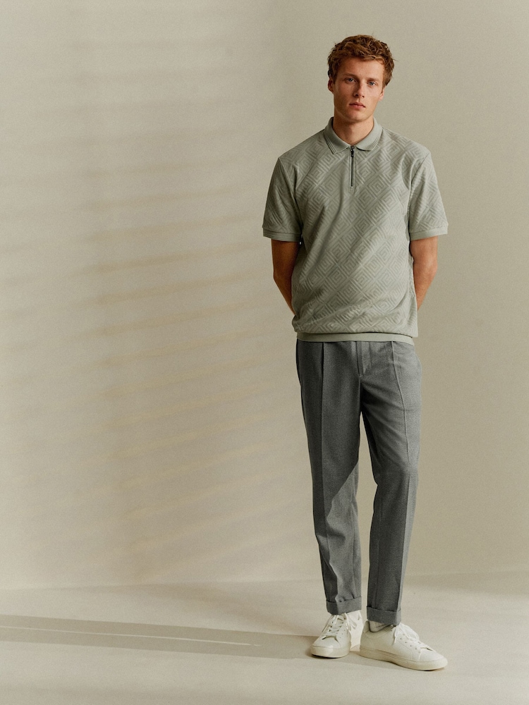 Grey Slim Smart Textured Joggers - Image 2 of 9 Grey Slim Smart Textured Joggers - Image 2 of 9