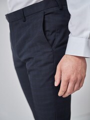Navy/Black Super Skinny Fit Check Suit: Trousers - Image 4 of 5