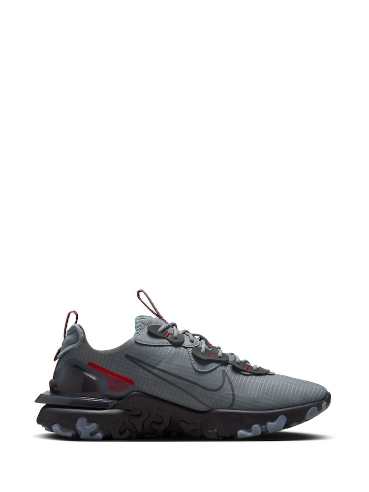 Nike Grey/Red React Vision Trainers - Image 4 of 12