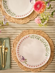 Cath Kidston Set of 4 Neutral Butterfly Dinner Plates - Image 2 of 3