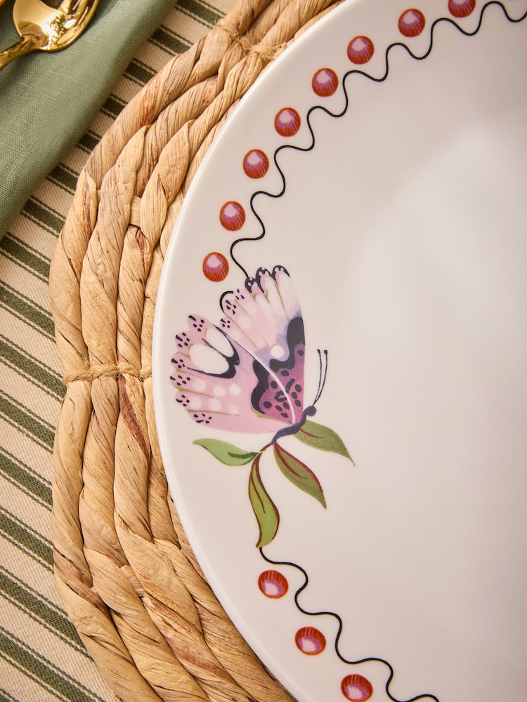 Cath Kidston Set of 4 Neutral Butterfly Dinner Plates - Image 3 of 3 Cath Kidston Set of 4 Neutral Butterfly Dinner Plates - Image 3 of 3
