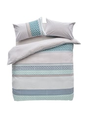 2 Pack Teal Blue Geo Reversible Duvet Cover and Pillowcase Set - Image 3 of 4