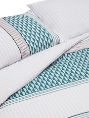 2 Pack Teal Blue Geo Reversible Duvet Cover and Pillowcase Set - Image 4 of 4