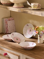 Cath Kidston Set of 4 Pink Butterfly Pasta Bowls - Image 1 of 3