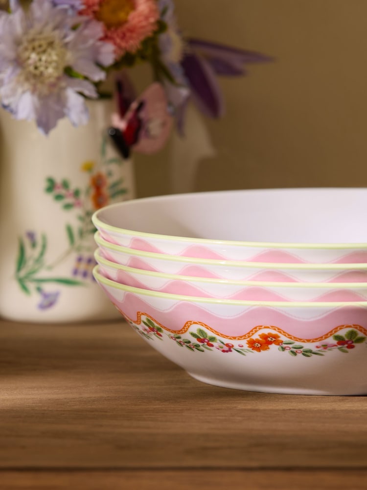 Cath Kidston Set of 4 Pink Butterfly Pasta Bowls - Image 2 of 3 Cath Kidston Set of 4 Pink Butterfly Pasta Bowls - Image 2 of 3