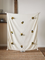 Natural Cosy Bee Appliqué Throw - Image 2 of 4