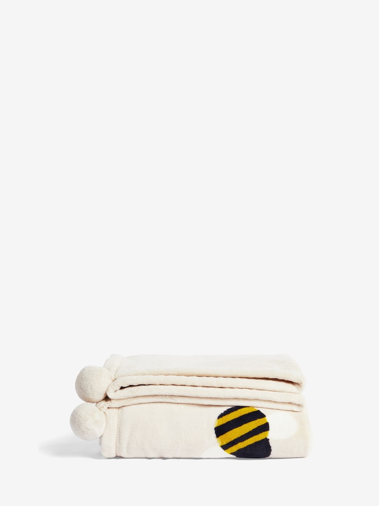 Natural Cosy Bee Appliqué Throw - Image 4 of 4