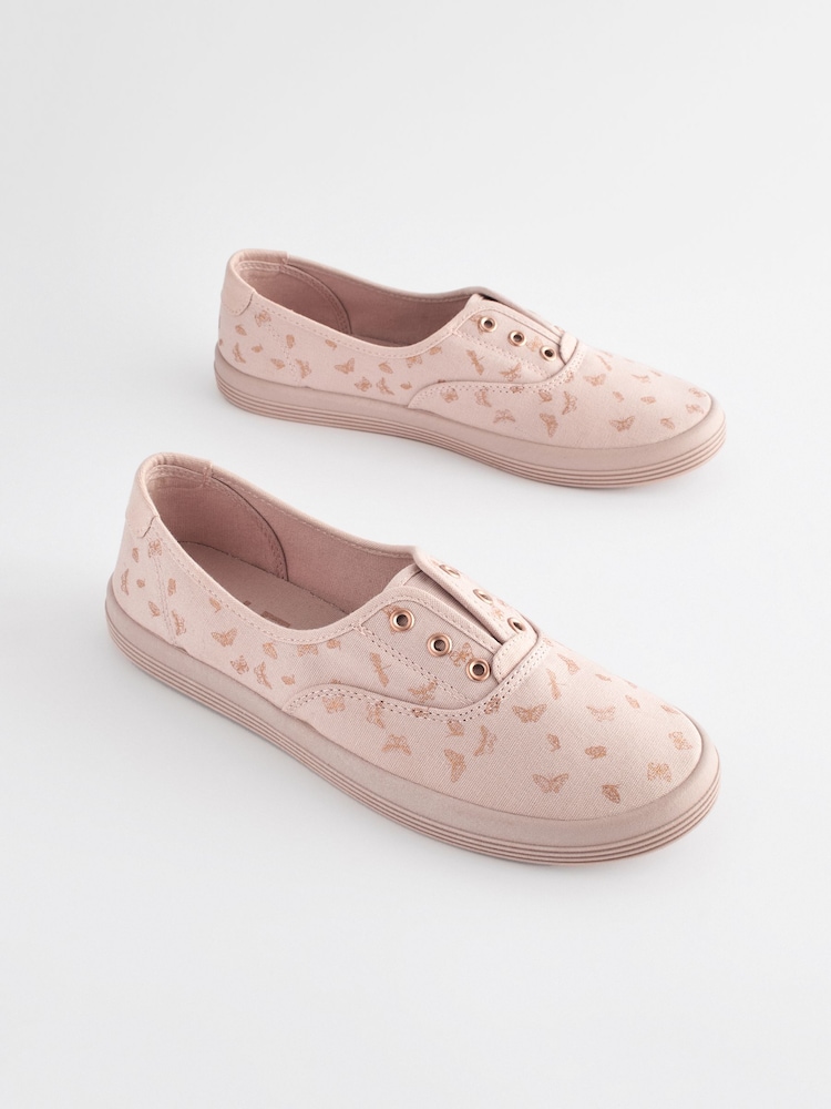 Print Embroidered Forever Comfort® Laceless Canvas Slip-On Trainers - Image 2 of 8