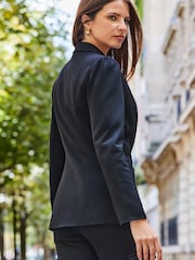 Sosandar Black Ruched Shoulder Ponte Blazer - Image 2 of 5