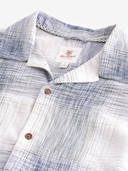White/Blue Linen Blend Check Short Sleeve Shirt - Image 6 of 7
