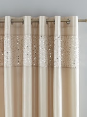Catherine Lansfield Natural Glitzy Sequin Eyelet Lined Curtains - Image 1 of 3