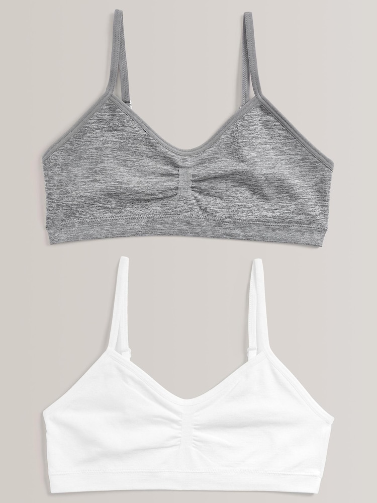 Grey/White 2 Pack Seam Free Crop Tops (7-16yrs) - Image 1 of 5