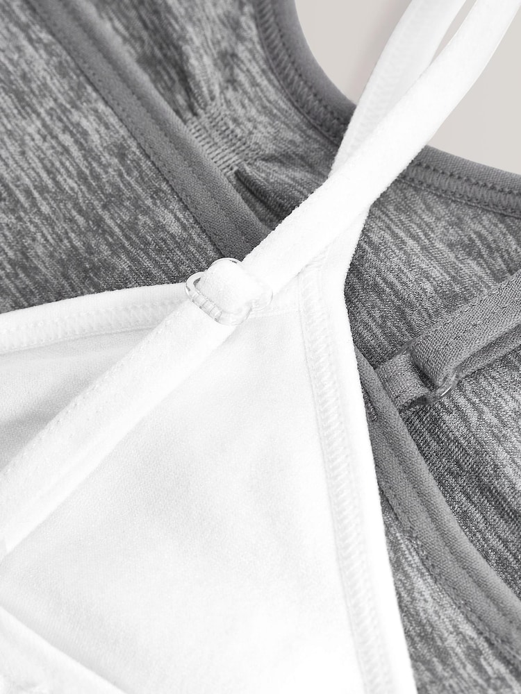 Grey/White 2 Pack Seam Free Crop Tops (7-16yrs) - Image 5 of 5