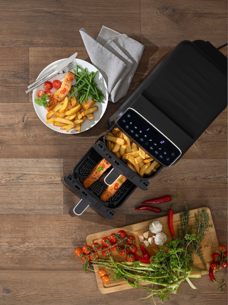 Daewoo Black Dual Stack Air Fryer 10L - Image 2 of 4 Daewoo Black Dual Stack Air Fryer 10L - Image 2 of 4