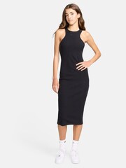 Nike Black Chill Knit Ribbed Midi Dress - Image 1 of 7