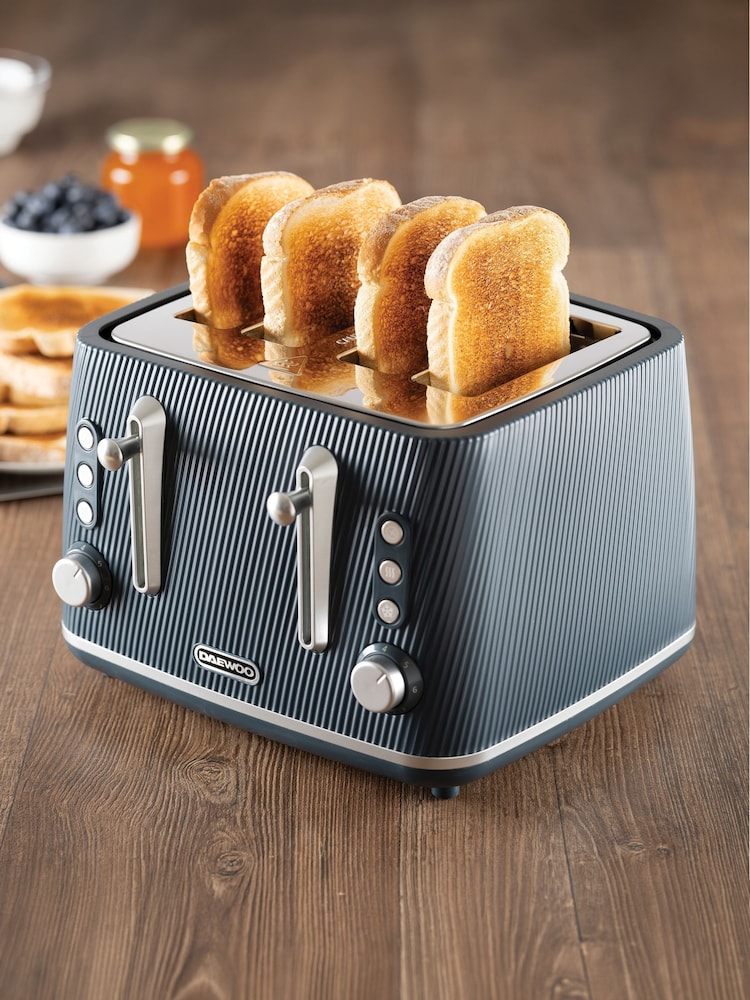 Daewoo Blue Cascade 4 Slice Toaster - Image 2 of 4 Daewoo Blue Cascade 4 Slice Toaster - Image 2 of 4