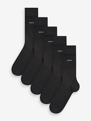 Black - BOSS Cotton Blend Regular Length Socks 5 Pack - Image 1 of 2
