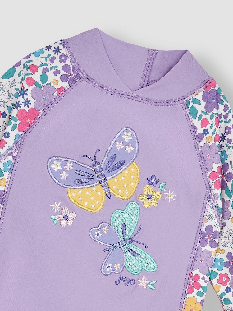 JoJo Maman Bébé Pastel Floral UPF 50 1-Piece Sun Protection Suit - Image 3 of 3