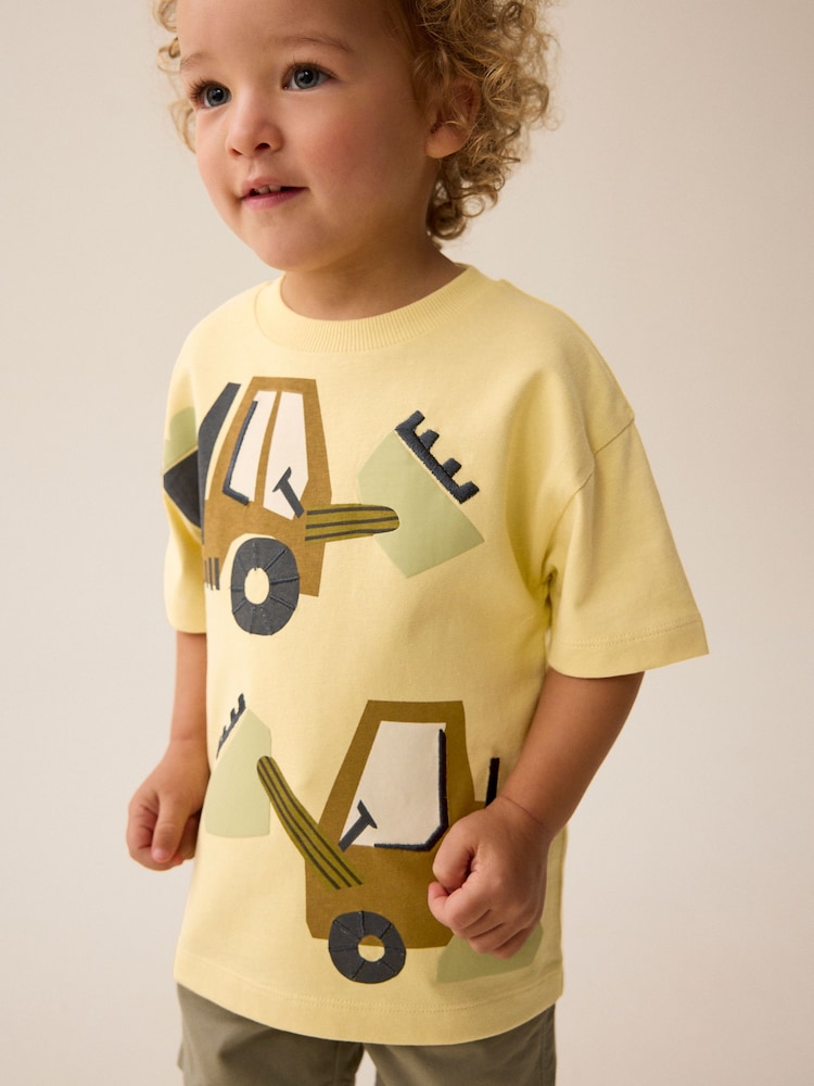 Yellow Appliqué Transport Short Sleeve T-Shirt (3mths-7yrs) - Image 1 of 7
